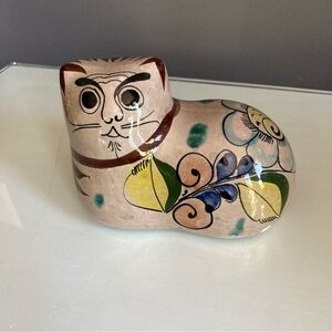 Tonala Mexican Folk Art Pottery Cat With Flaw